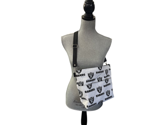 Raiders white medium purse