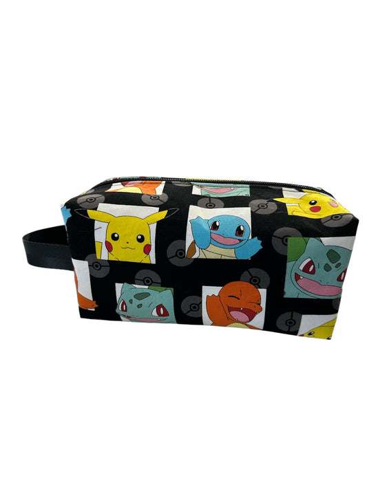 pokemon black logo fabric men's toiletry bag