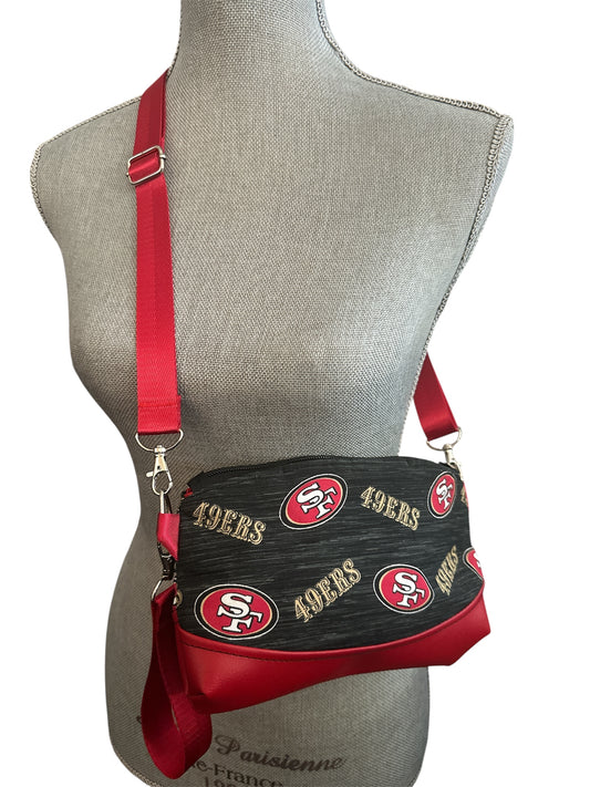 SF 49ers black print crossbody handbag