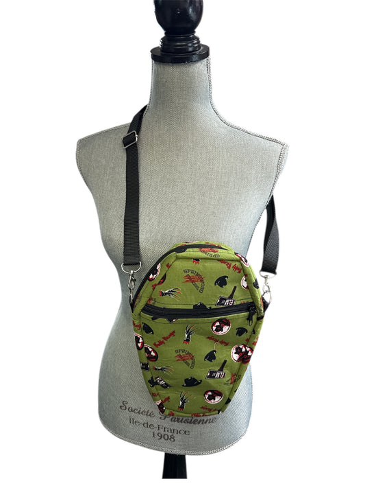 Coffin shaped “Elm Street” crossbody or shoulder bag