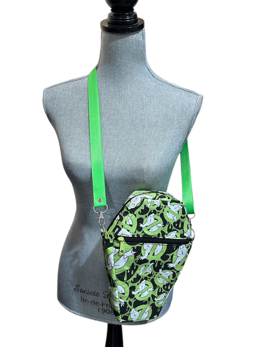 Coffin shaped glow in the dark ghostbusters  crossbody or shoulder bag